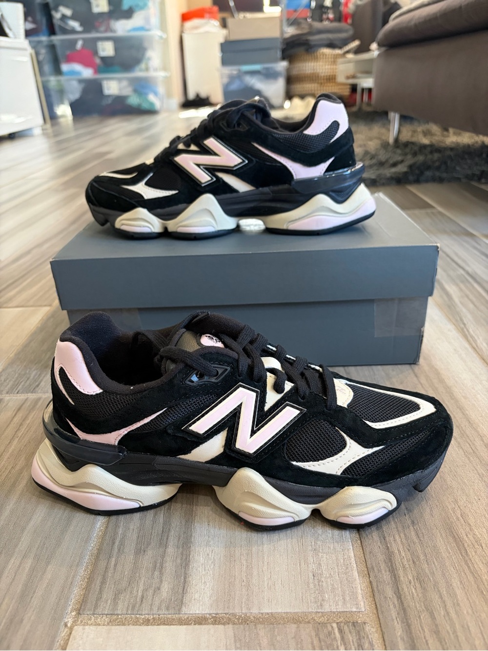 Women's New Balance 9060 JD Exclusive Shoes - Black/Pink U9060JBR